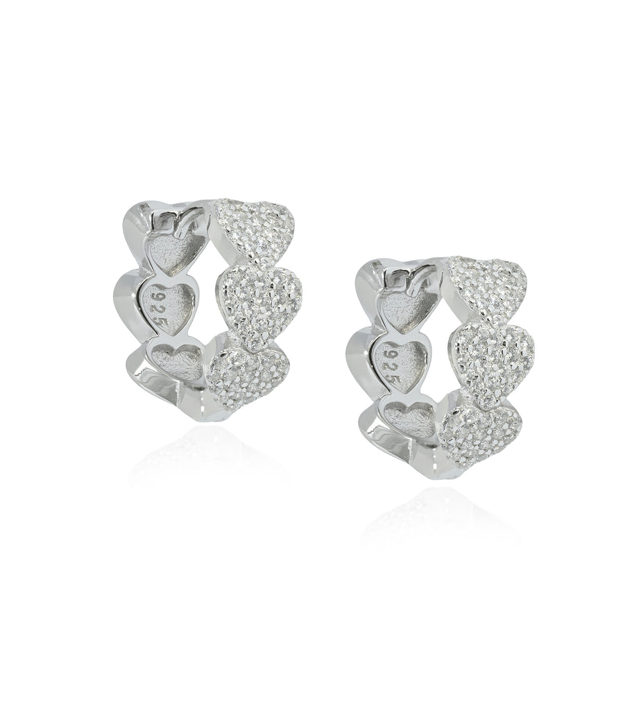 3 Mini Hearts Hoop Earrings