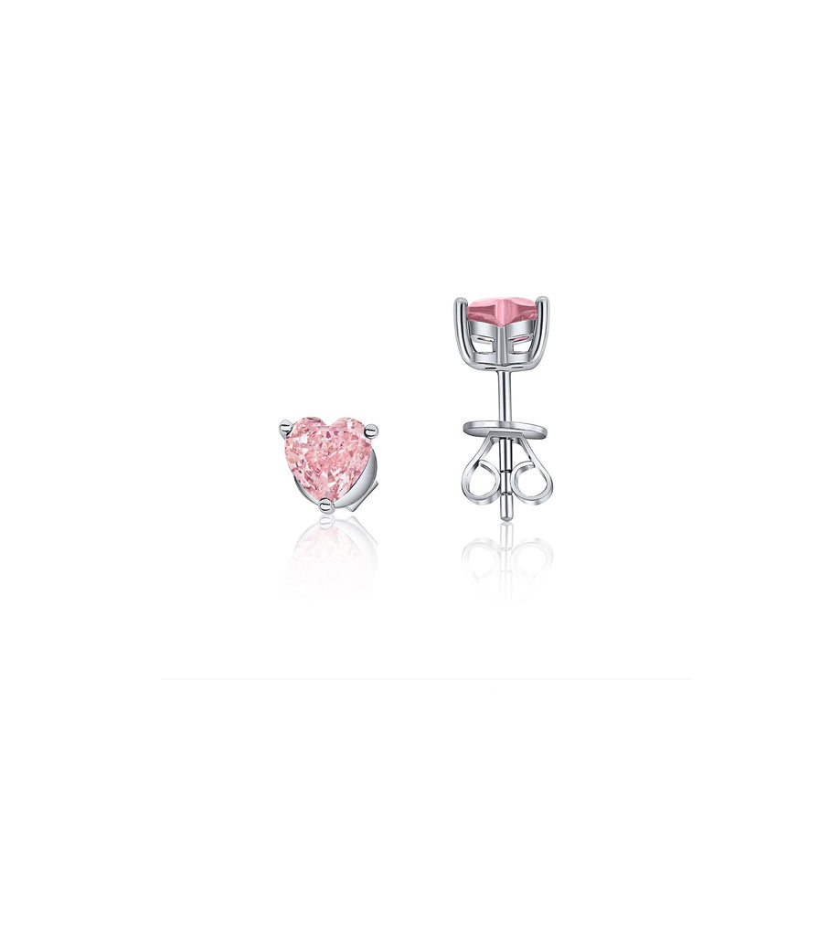 Small Pink CZ Heart Studs