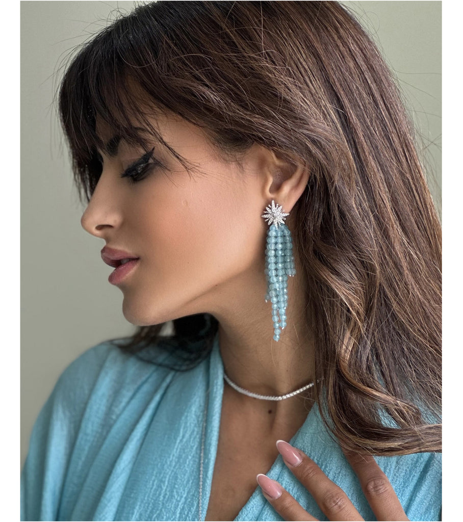 أقراط شرارة من الكوارتز الأزرق