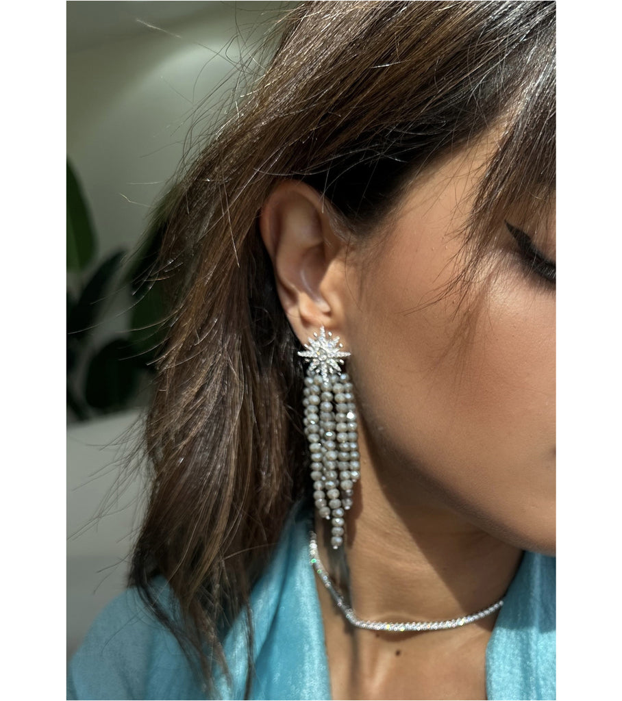 أقراط شراشيب من حجر اللابرادوريت