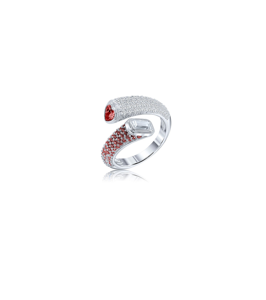 Red Dual-Cut Cuff Pinky Ring
