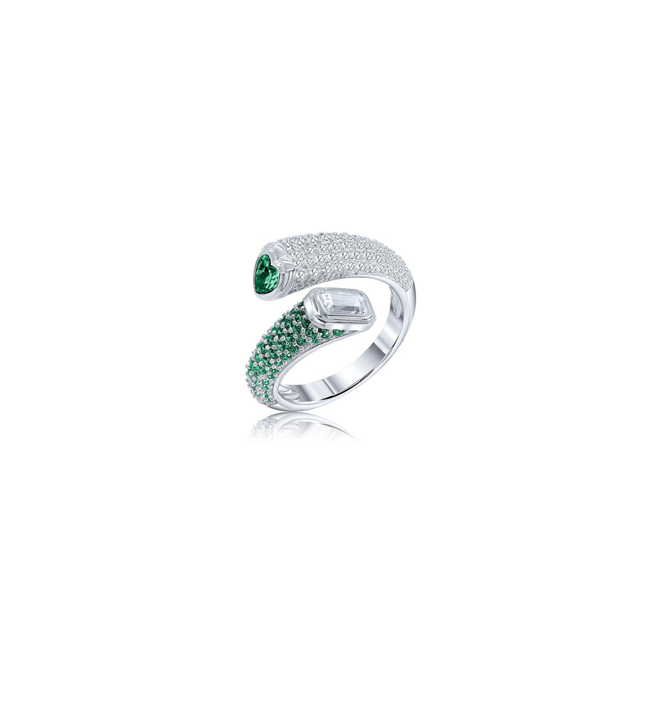 Green Dual-Cut Cuff Pinky Ring