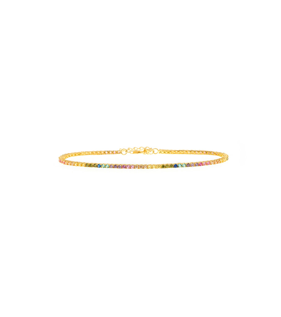 2MM Mix Colored CZ Tennis Anklet