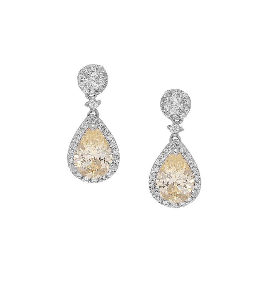 Framed Drop Yellow CZ Dangle Earring