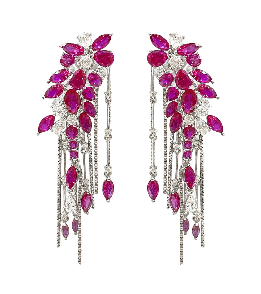 Red CZ Dangle Earrings E2889