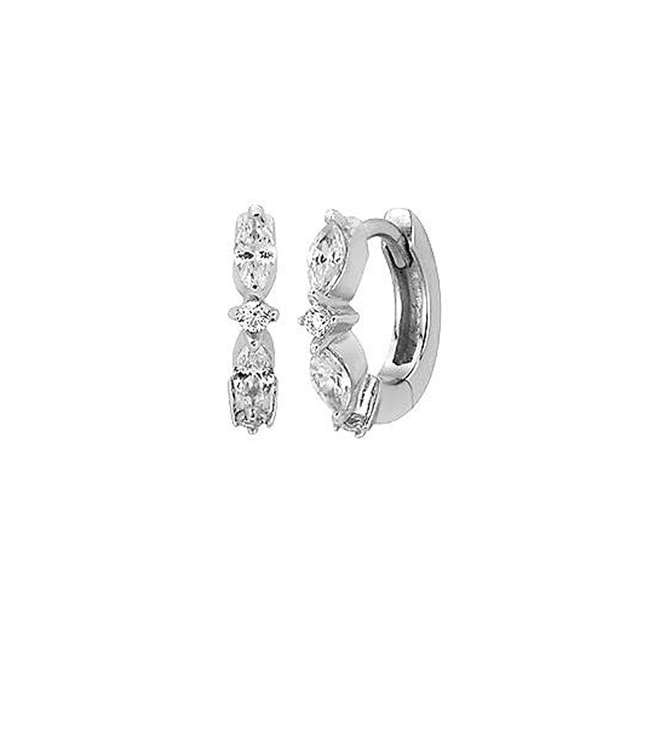 Princess Cut Cluster Bar Marquise CZ Huggies