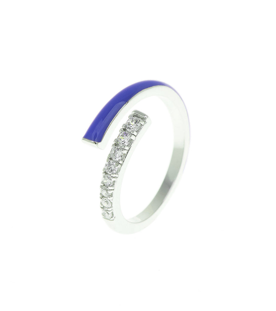 Nautical Blue Rock Candy CZ Encrusted Enamel Ring