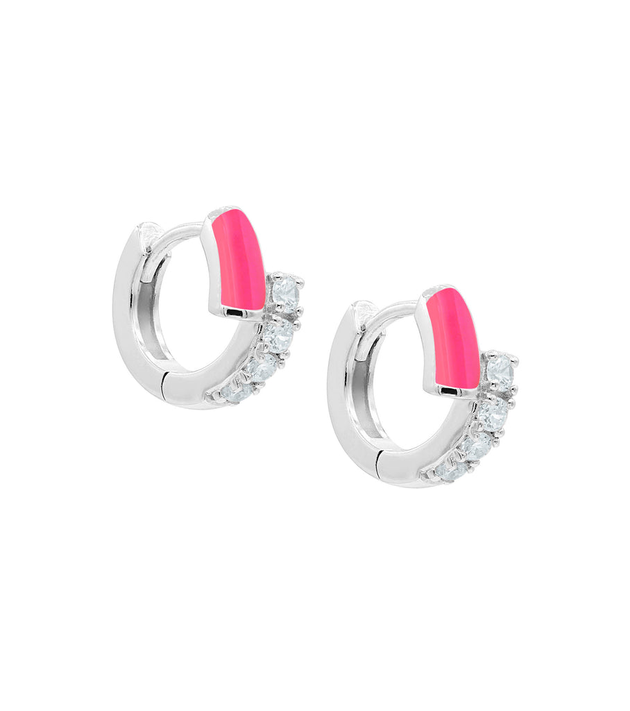 Hot Pink Enamel Huggies