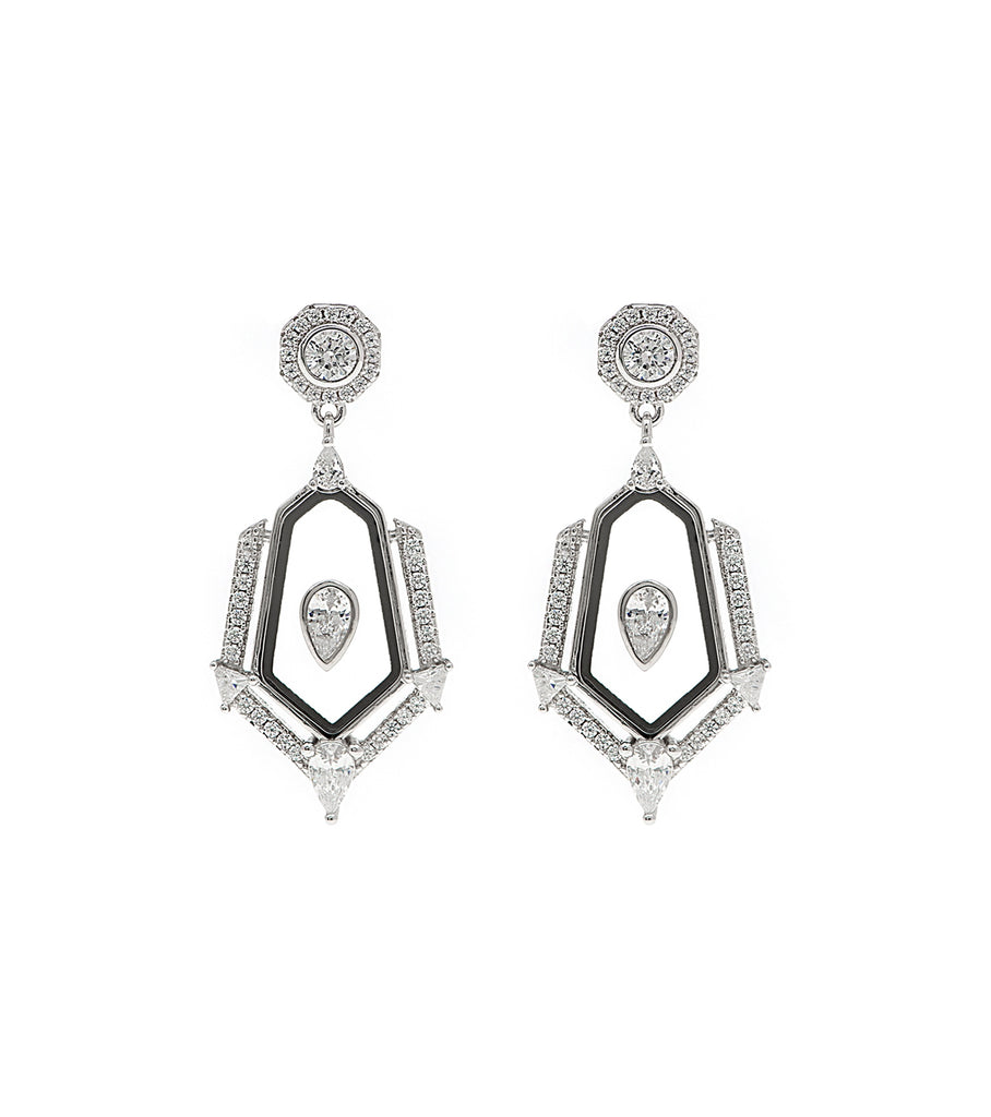 Hexagon Plexiglass CZ Dangle Earring