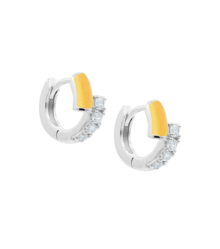 Yellow Chrome Enamel CZ Huggies