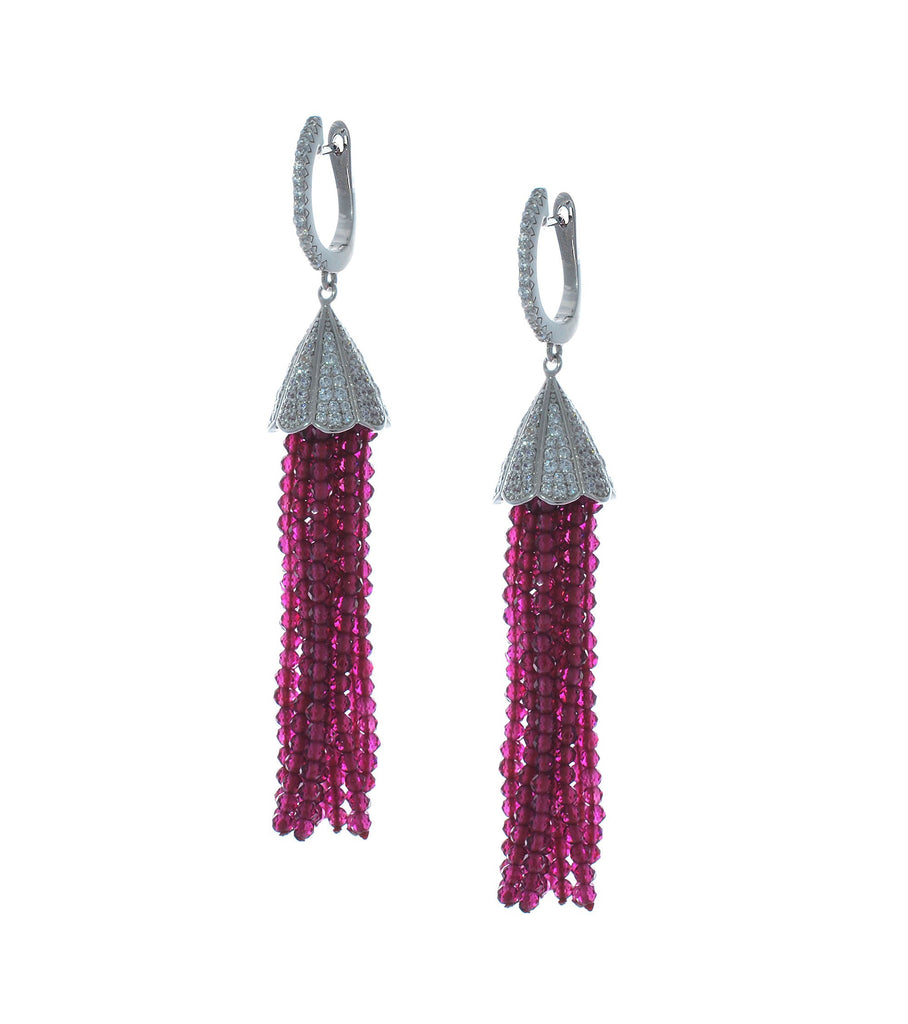 Ruby Elegance Tassel Earring