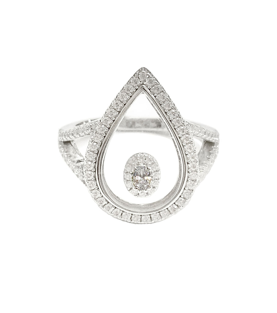 Drop Shape Plexiglass Clear Stone Ring