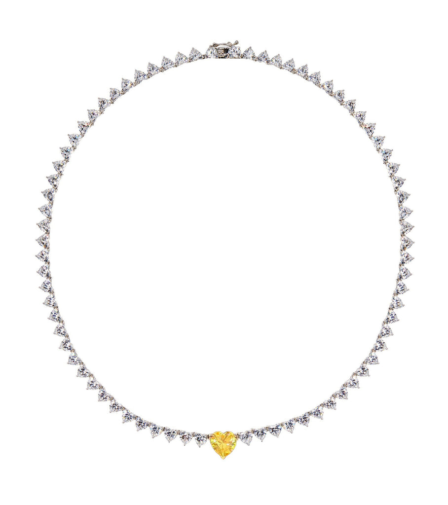 Yellow Canary Heart CZ Necklace