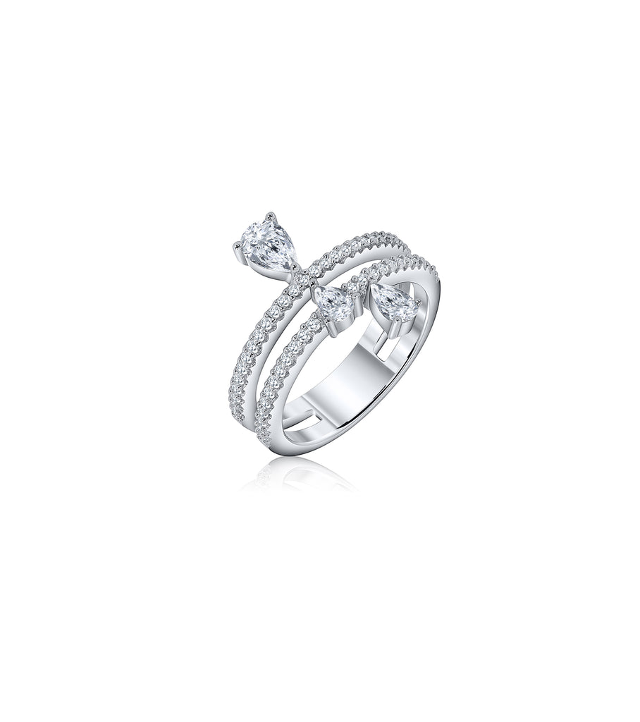 Adjacent Drops CZ Ring