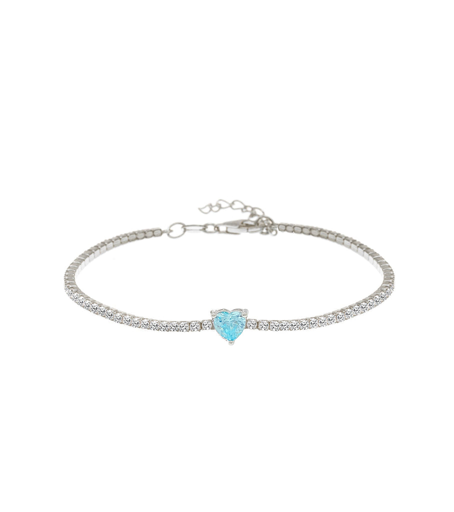 Light Blue CZ Heart Tennis Bracelet