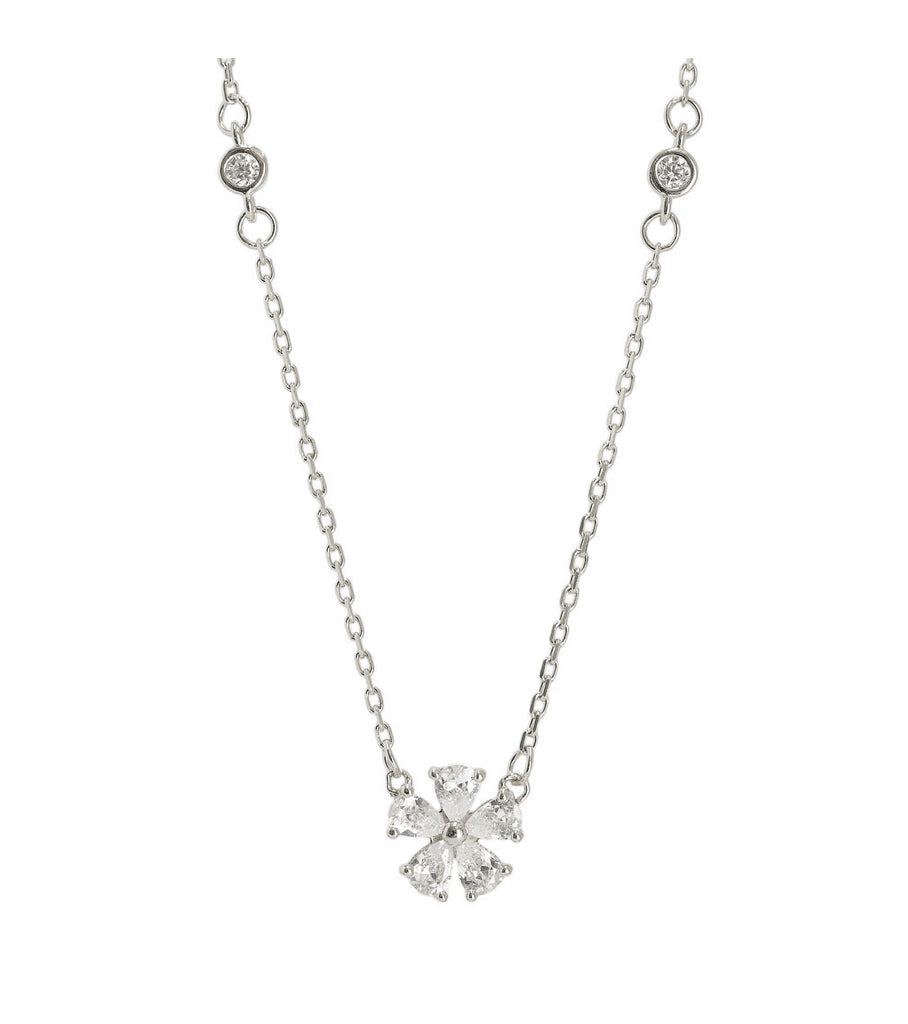 Small CZ Flower Necklace