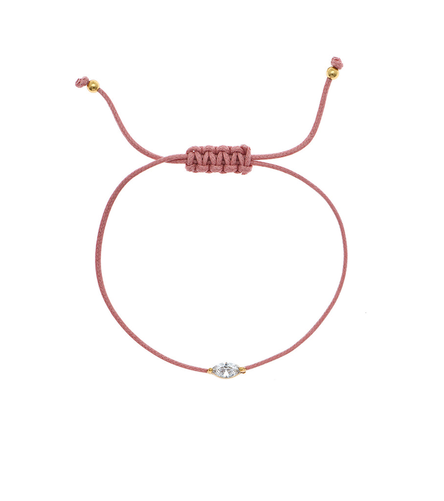 Rose Pink Marquise CZ Solitaire Braided Cord B2973