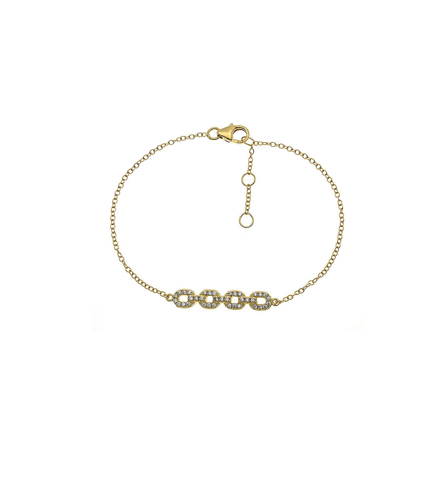 Brass Pave Chain Bar Bracelet