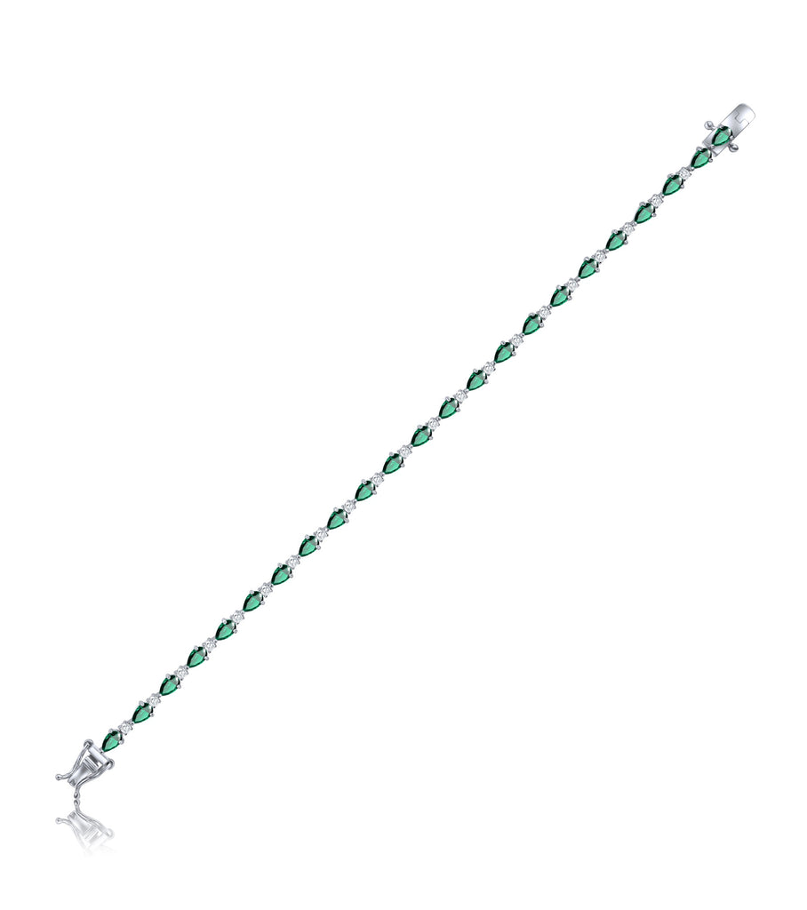 Green CZ Pear Shape Bracelet