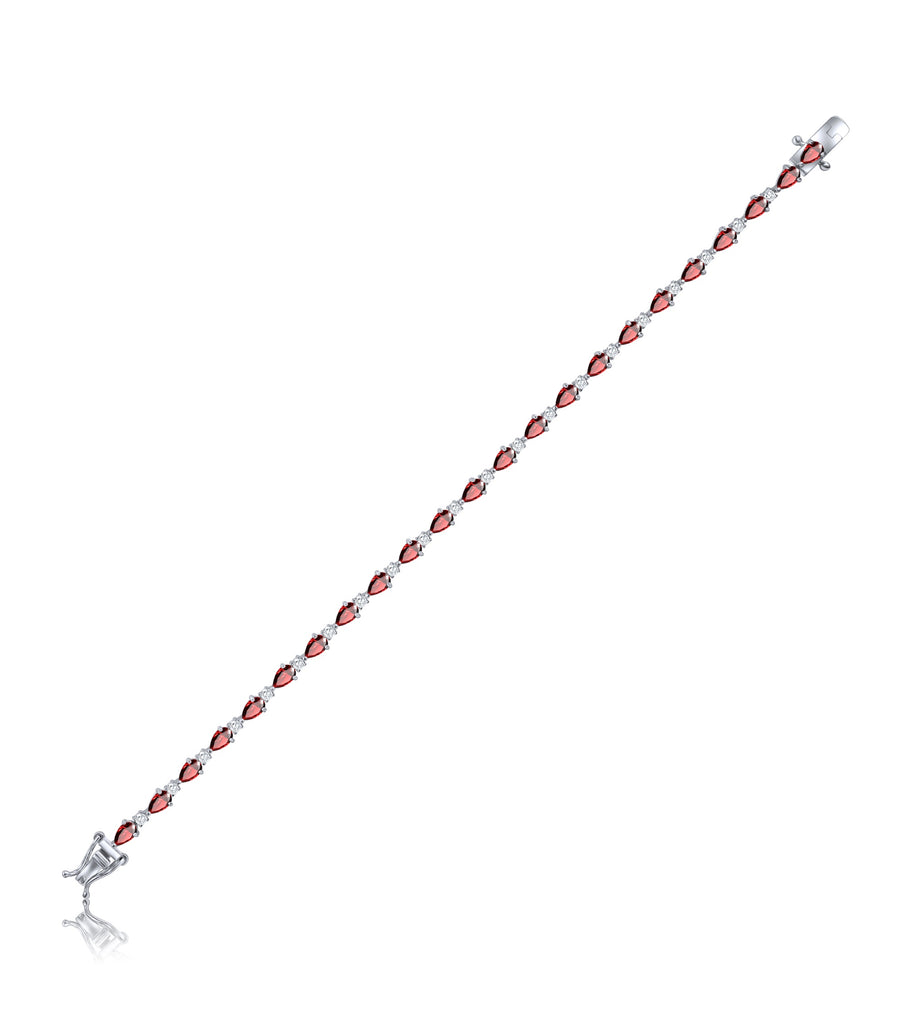 Red CZ Pear Shape Bracelet