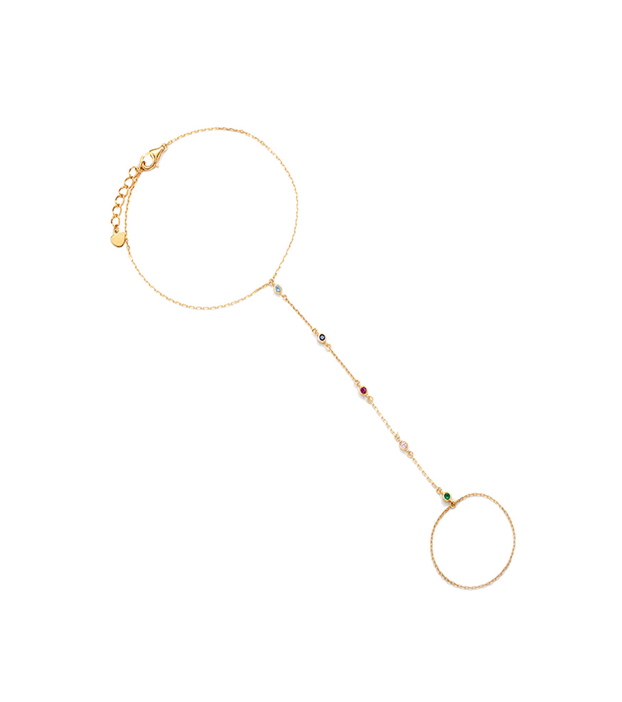 Bezel Mix Color Stone Hand Chain