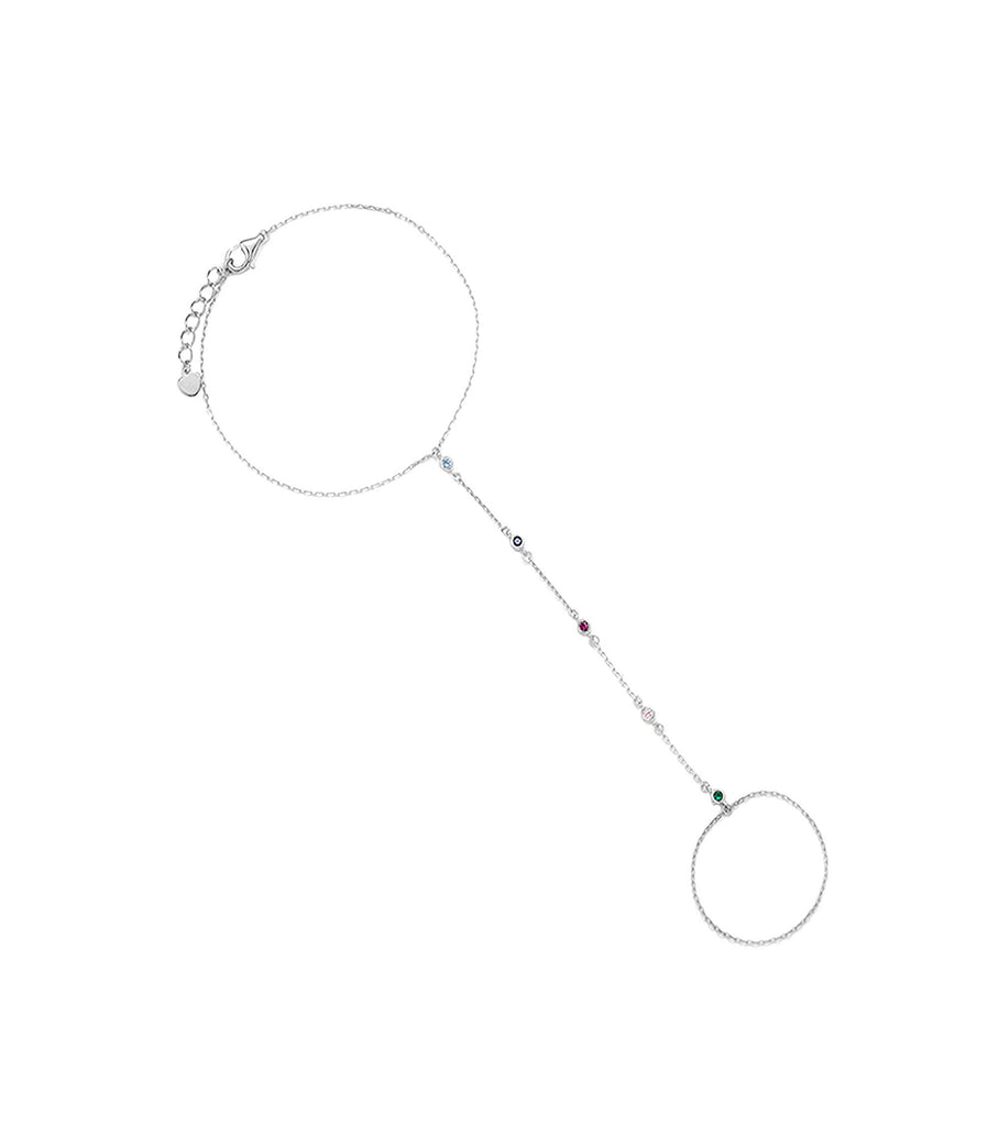 Bezel Mix Color Stone Hand Chain