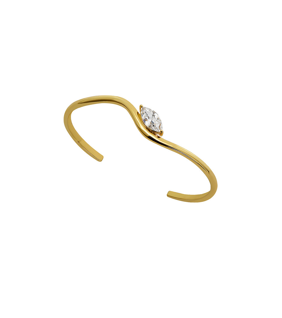 Marquise CZ Brass Slip-on Cuff Bangle