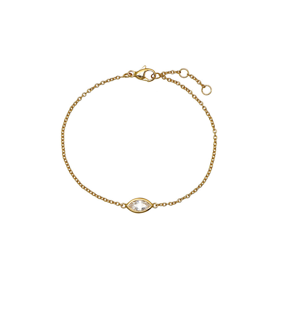 Brass Single Bezel Marquise Bracelet