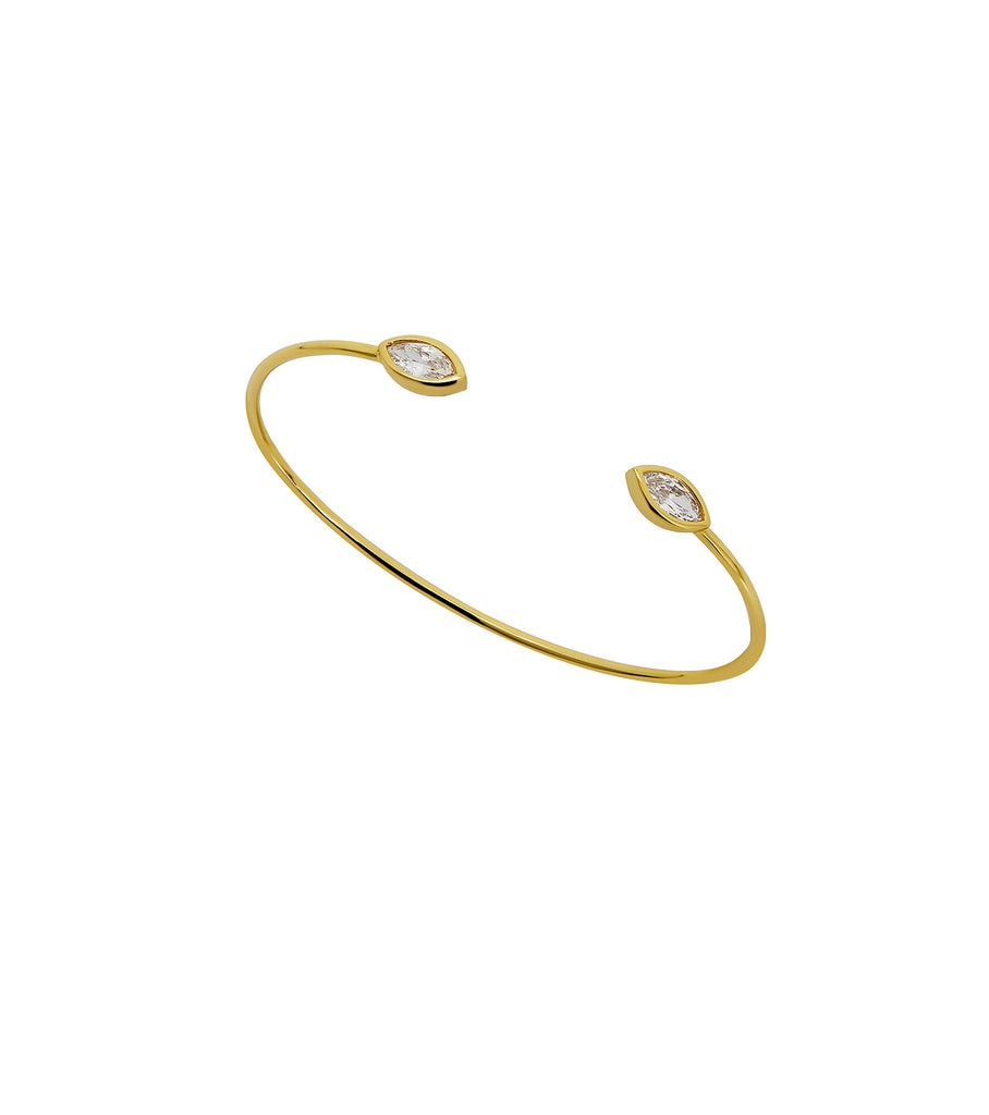 Brass Single Bezel Marquise Wire Bangle