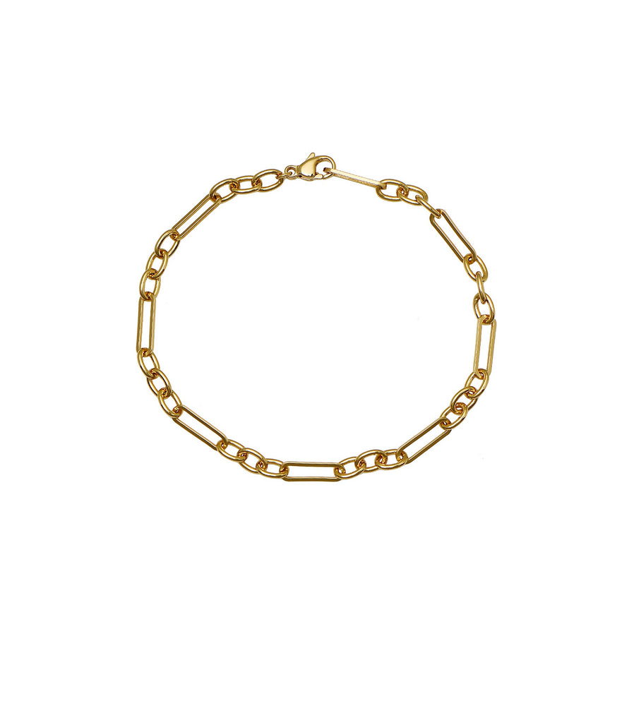 Brass Alternating Long Link Chain Bracelet