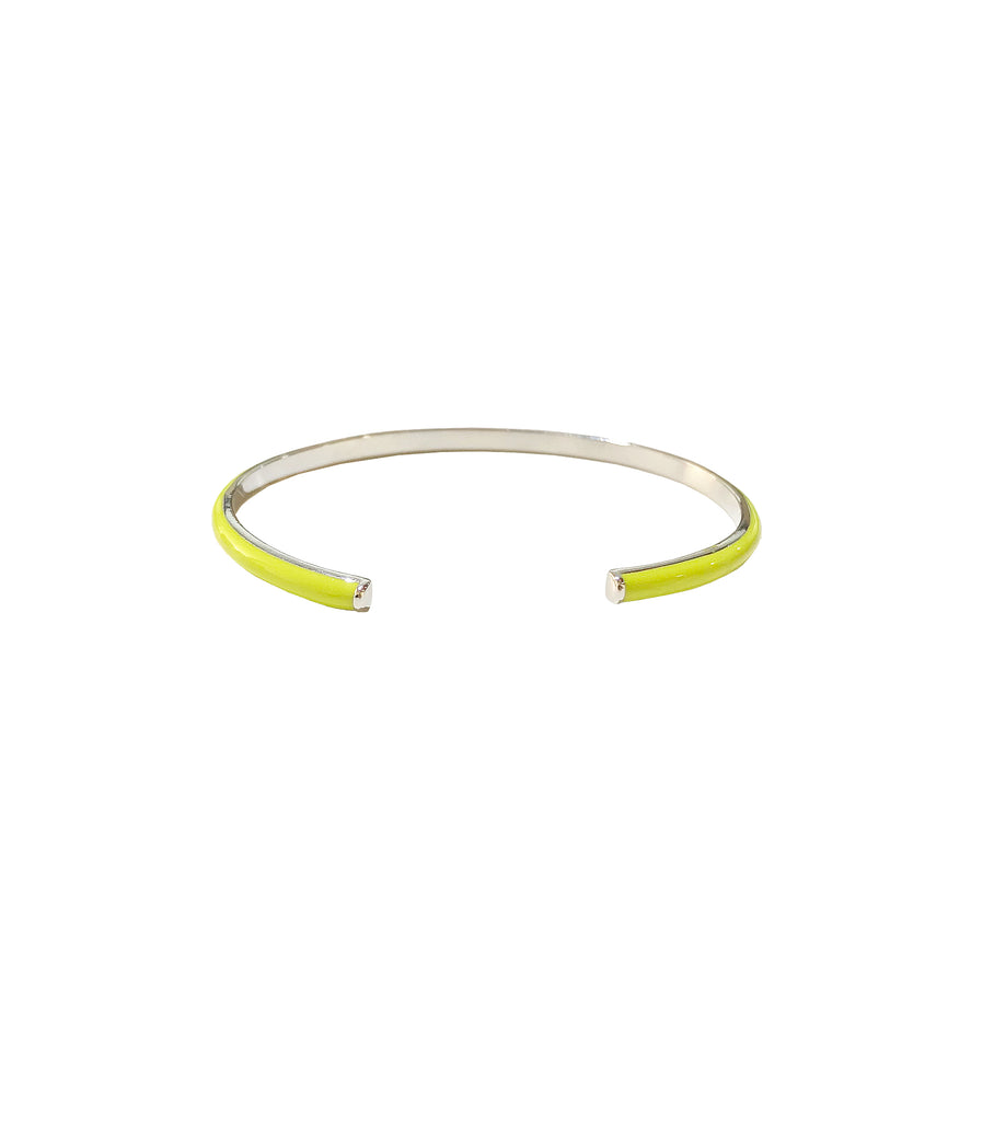 Yellow Green Enamel Stacking Cuff Bangle