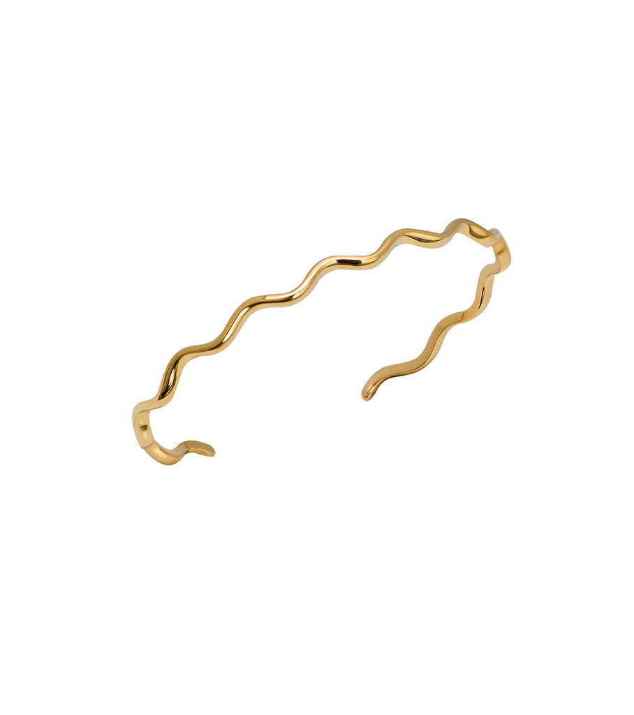 Brass Plain Fluid Wavy Slip-op Cuff Bangle