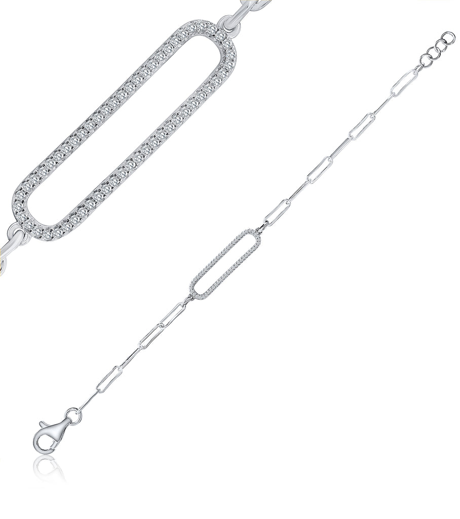 Paperclip Chain with Rectangular Loop Bracelet