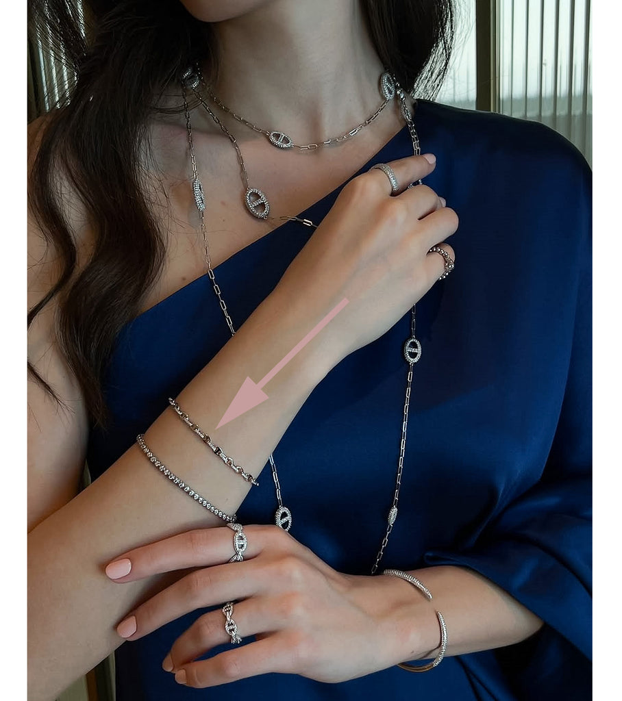 Pave Link Band plain & CZ Bracelet