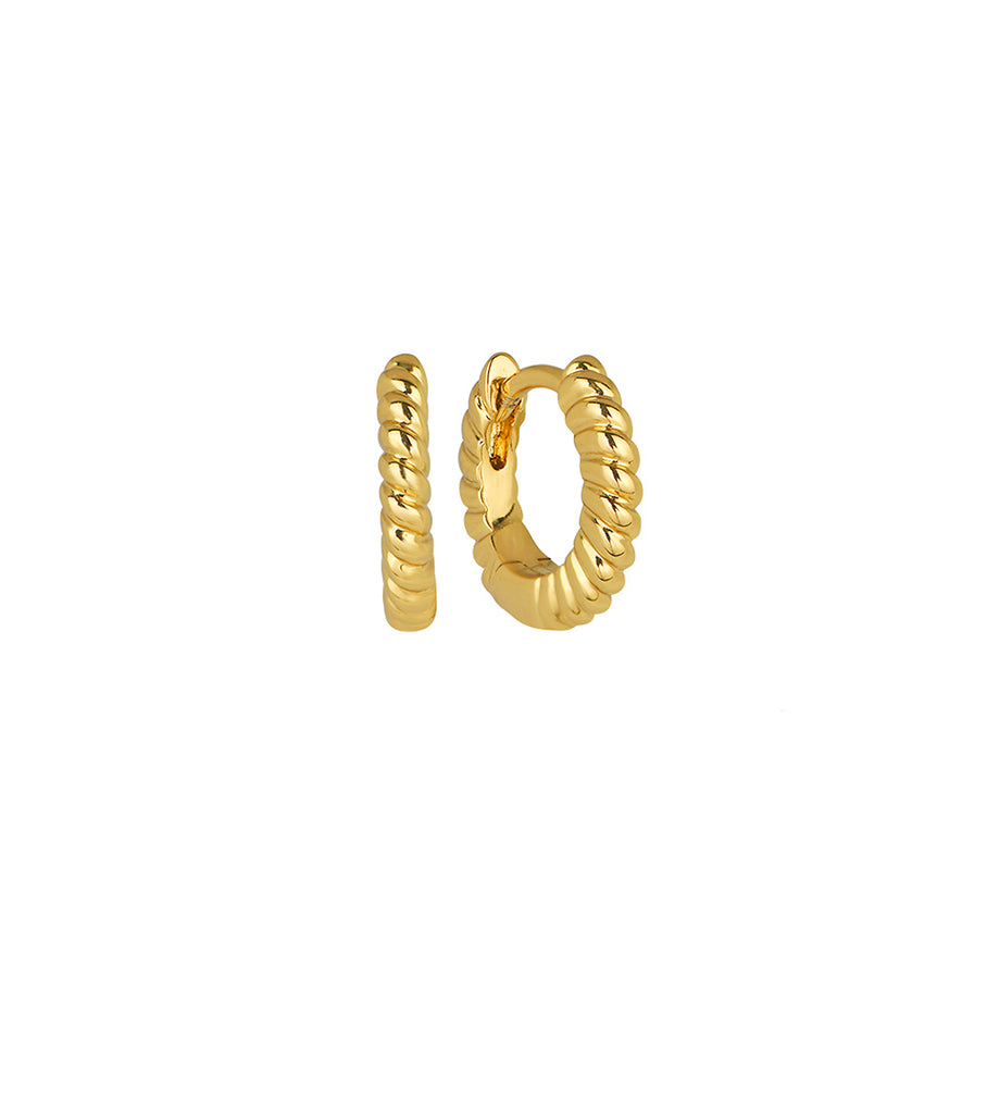 Brass Twisted Bar Huggie Hoop Earring E2961