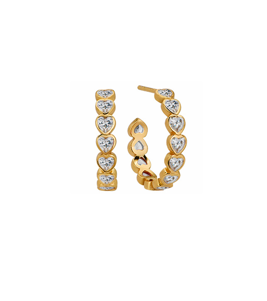 Multi Mini Bezel Heart CZ Hoop earrings