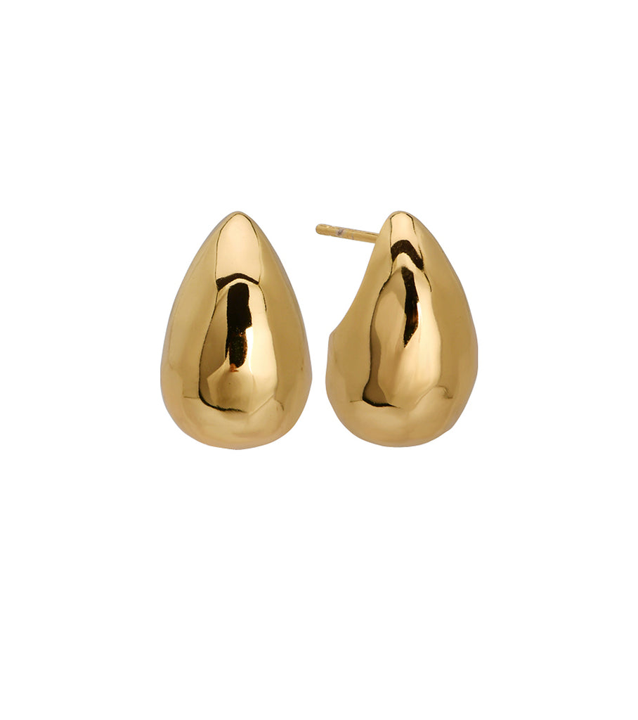 Brass Hammered Pebble Earrings