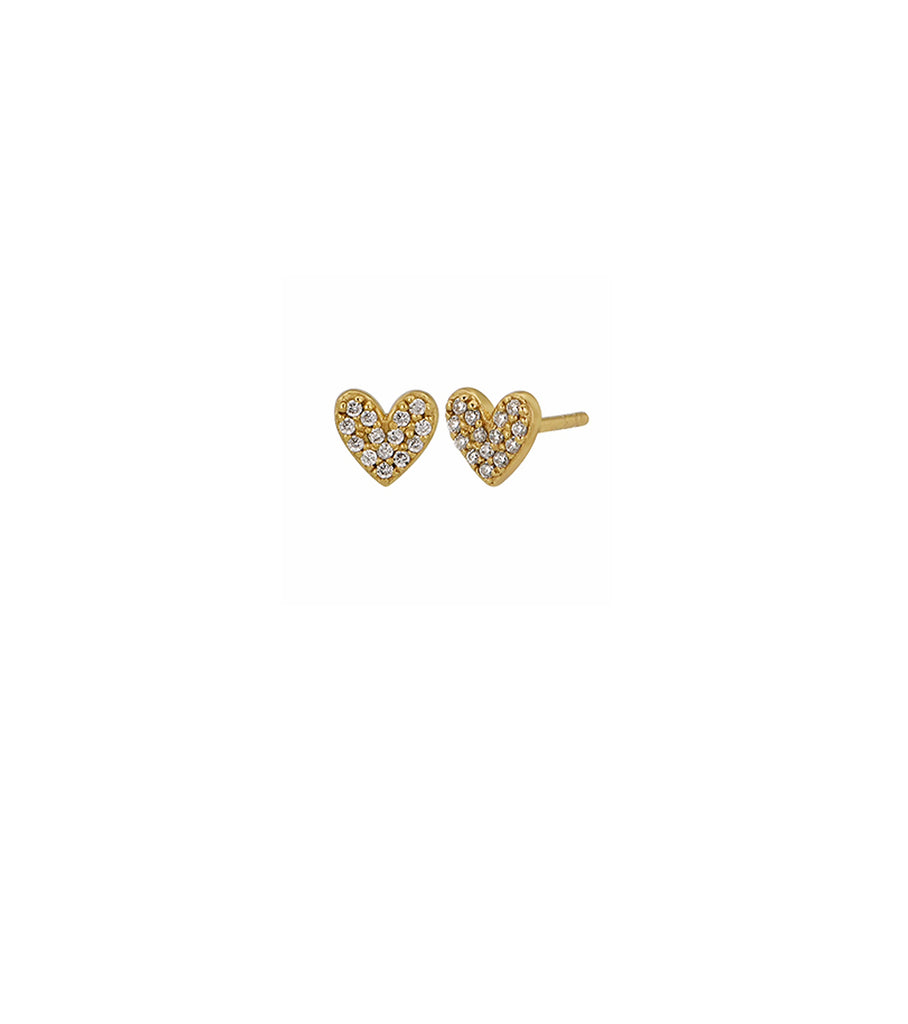 Mini Pave Heart Studs