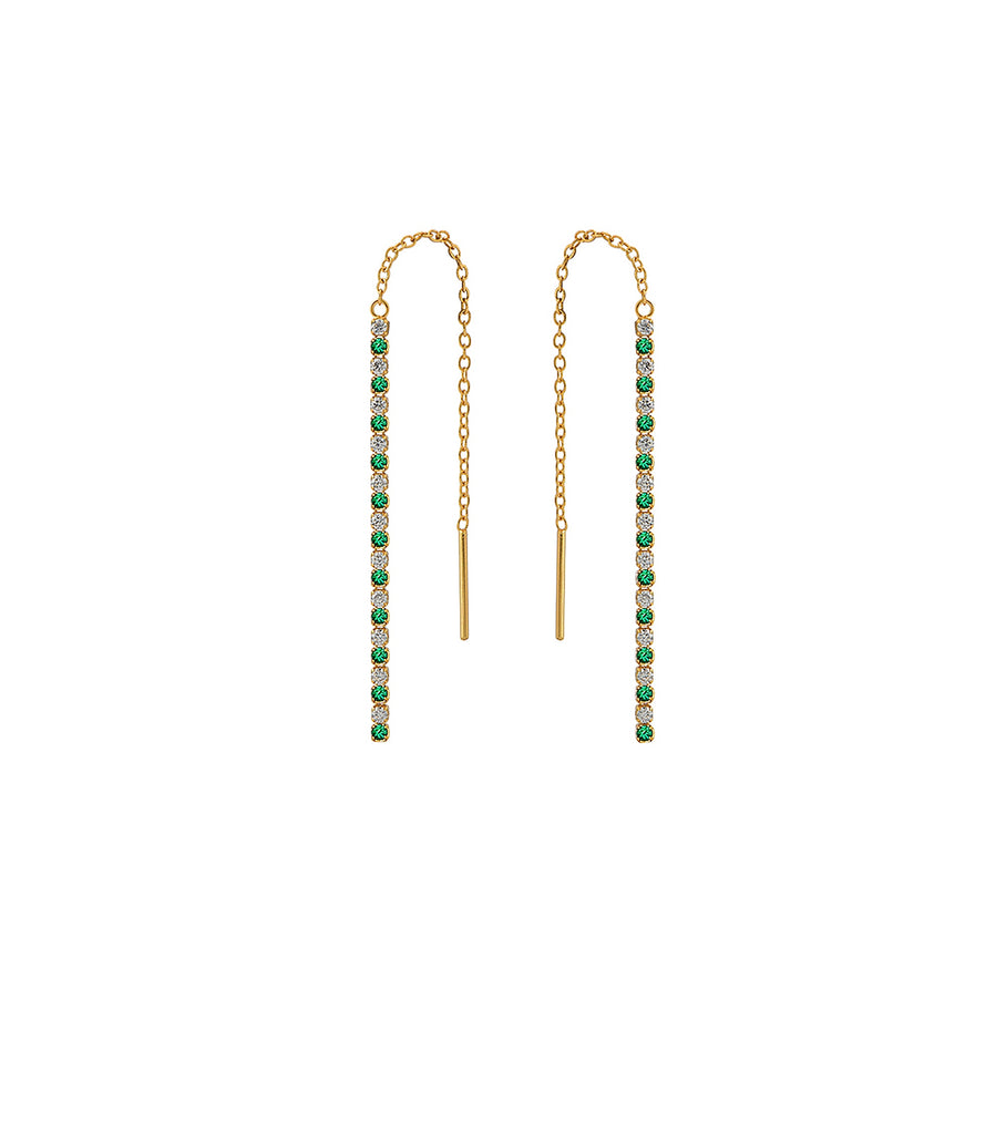 Green Alternating Micro Tennis Threader Earrings