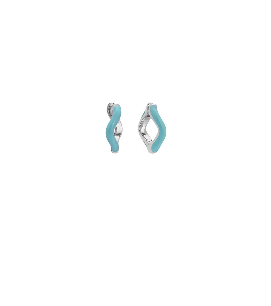 Light Blue Enamel Curve Hoops