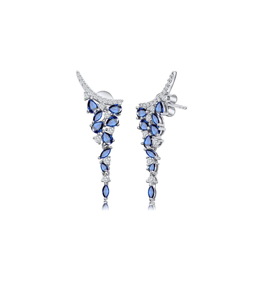 Blue mixed shape CZ Dangle Earrings E3222