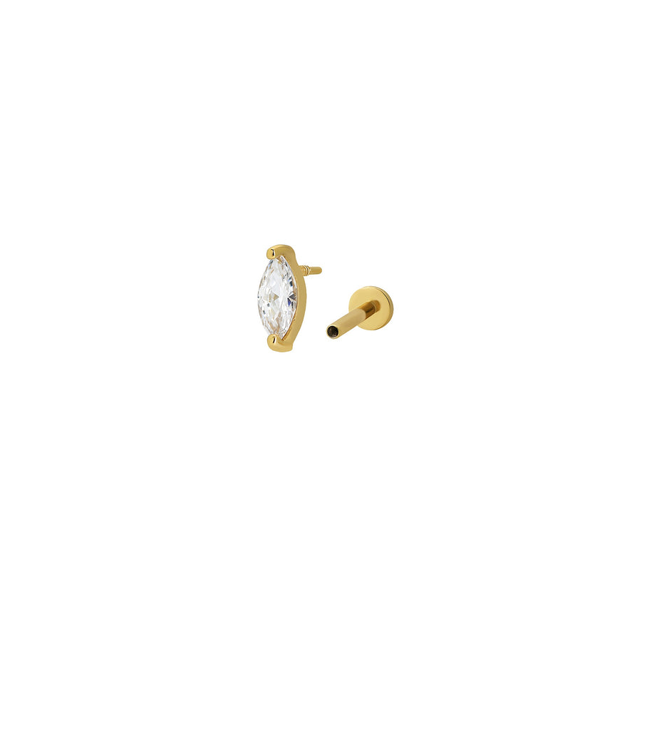 7MM Marquise CZ Threaded Flat back Earrings