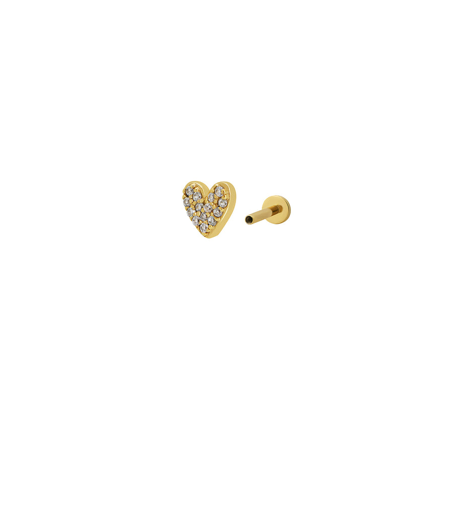 Mini Pave Heart Threaded Flat back Earrings