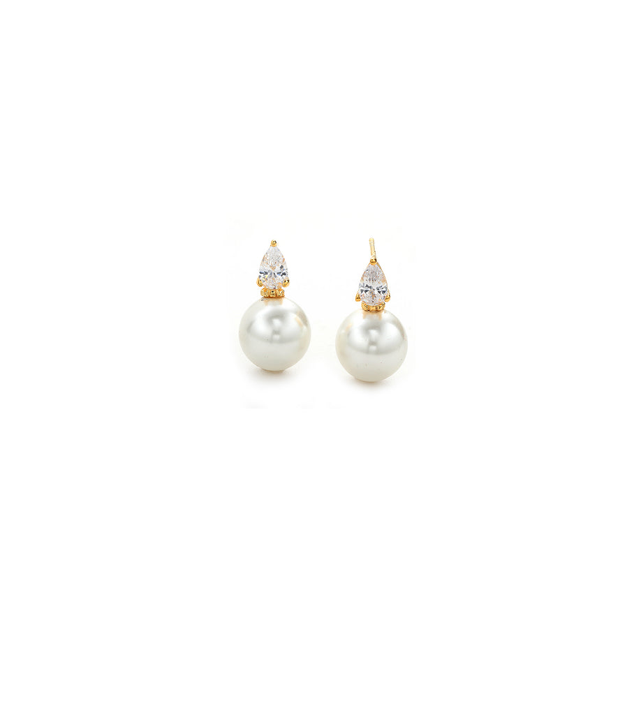 Drop CZ with Fresh Water Pearl Studs