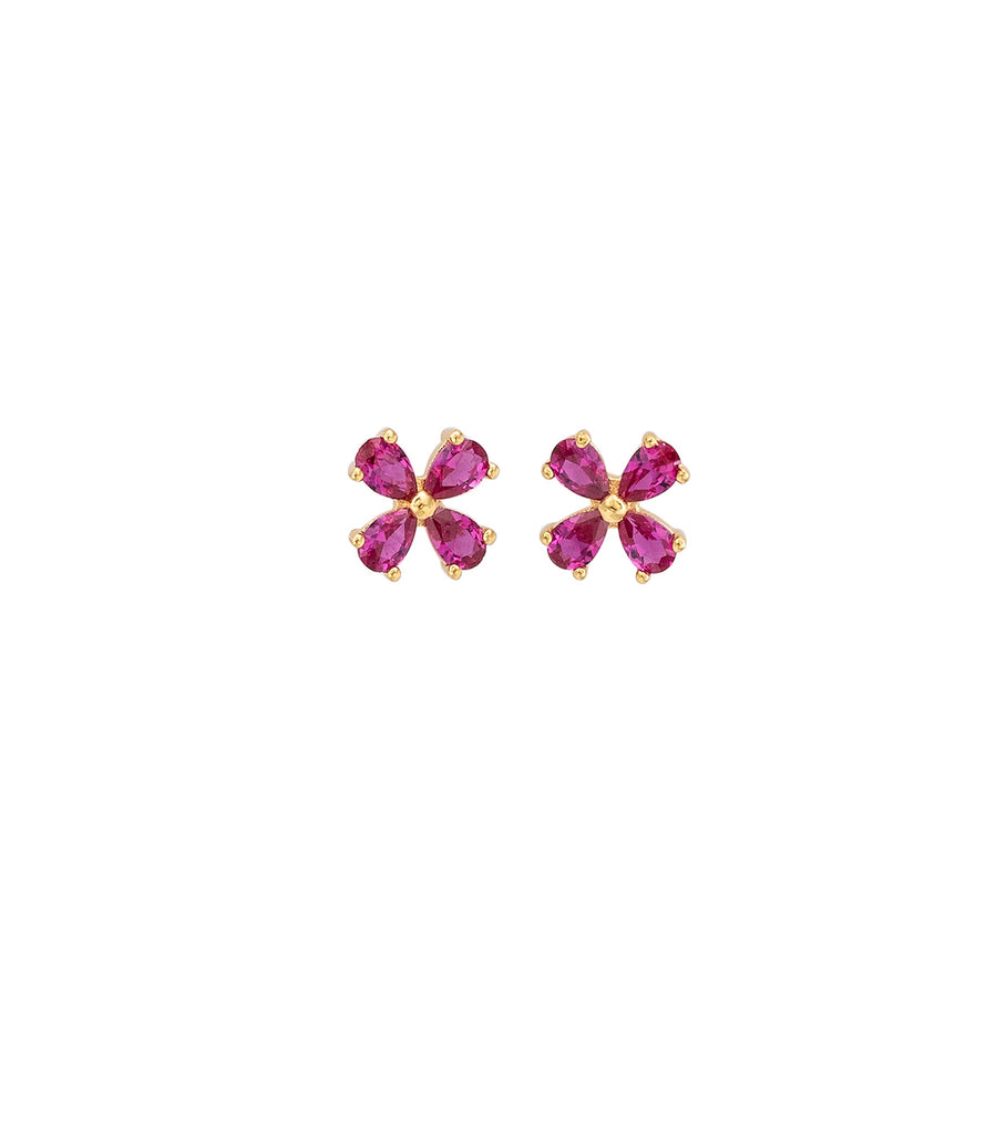 Mini Red CZ Flower Studs