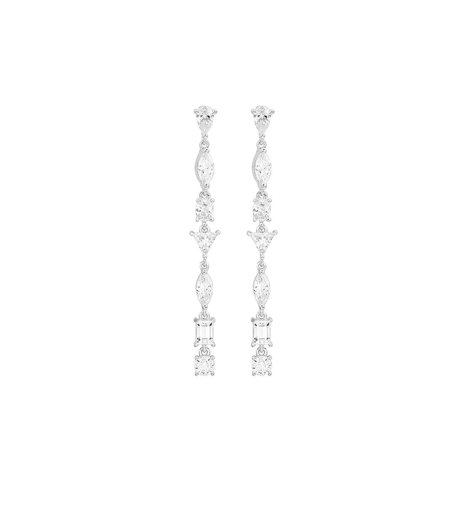 Asymmetrical Drop CZ Earrings