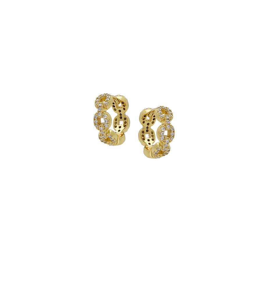 Brass Pave Chain Hoops