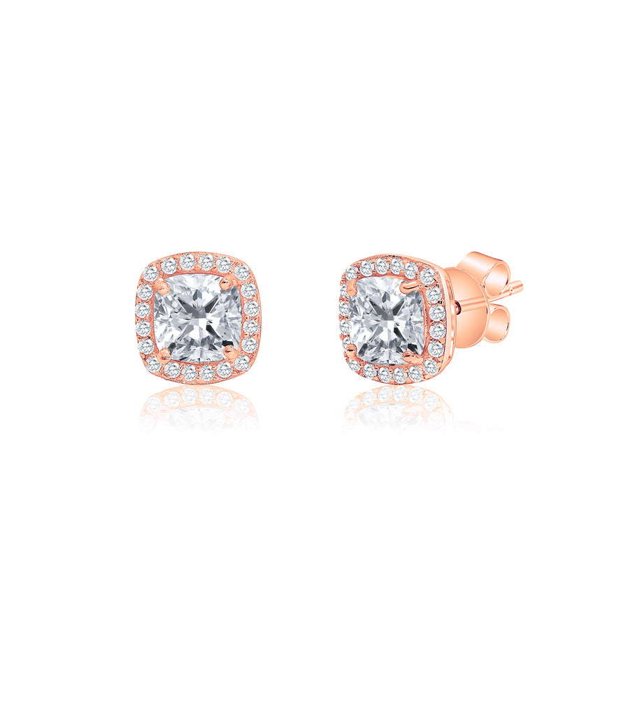 Square Halo Stud Earrings
