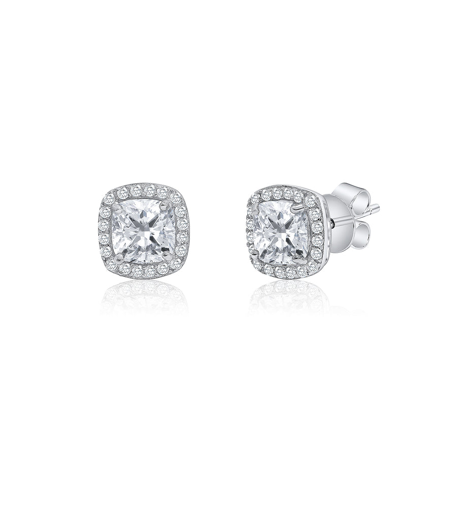 Square Halo Stud Earrings