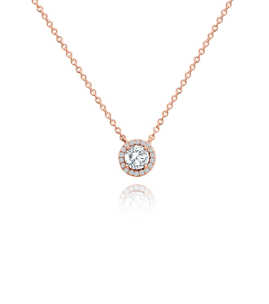 Round Halo Solitaire Necklace
